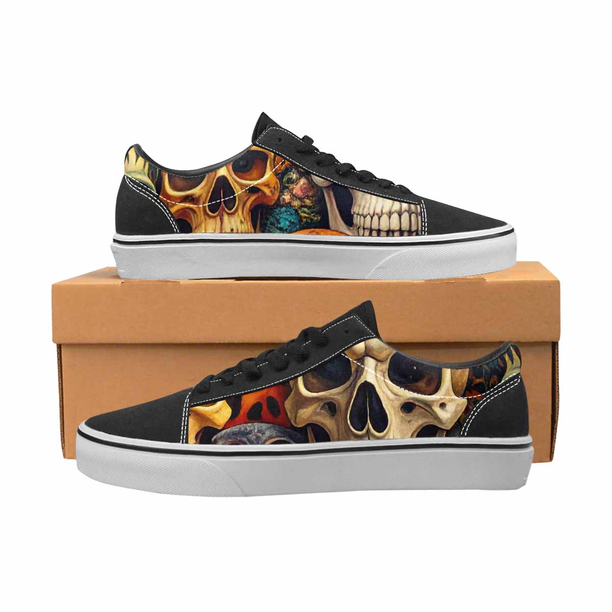 WOMEN'S Skulls × Animal Print Lace-Up Canvas Neon Fantasy Shoes