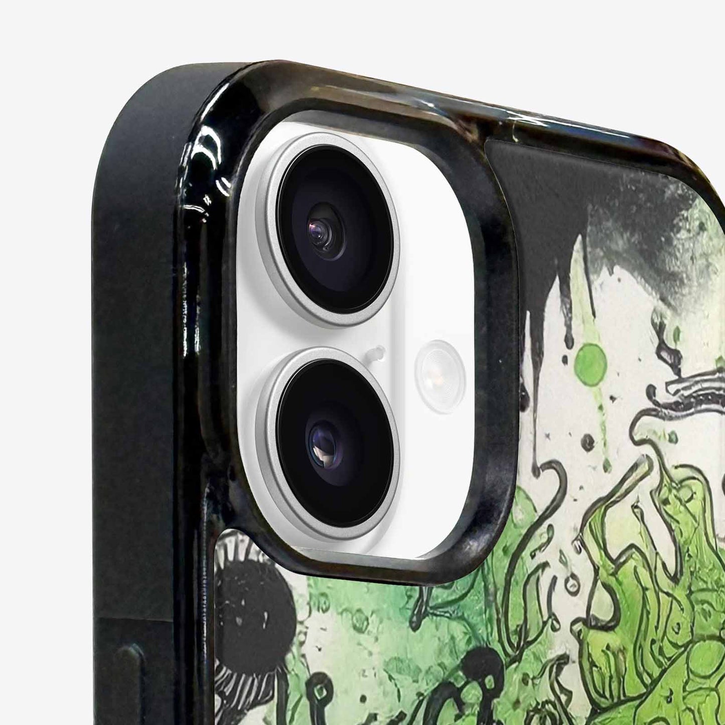 iPhone 16 Plus Case — Sea Creature Burst Black Green Ink, Customized Protective Case