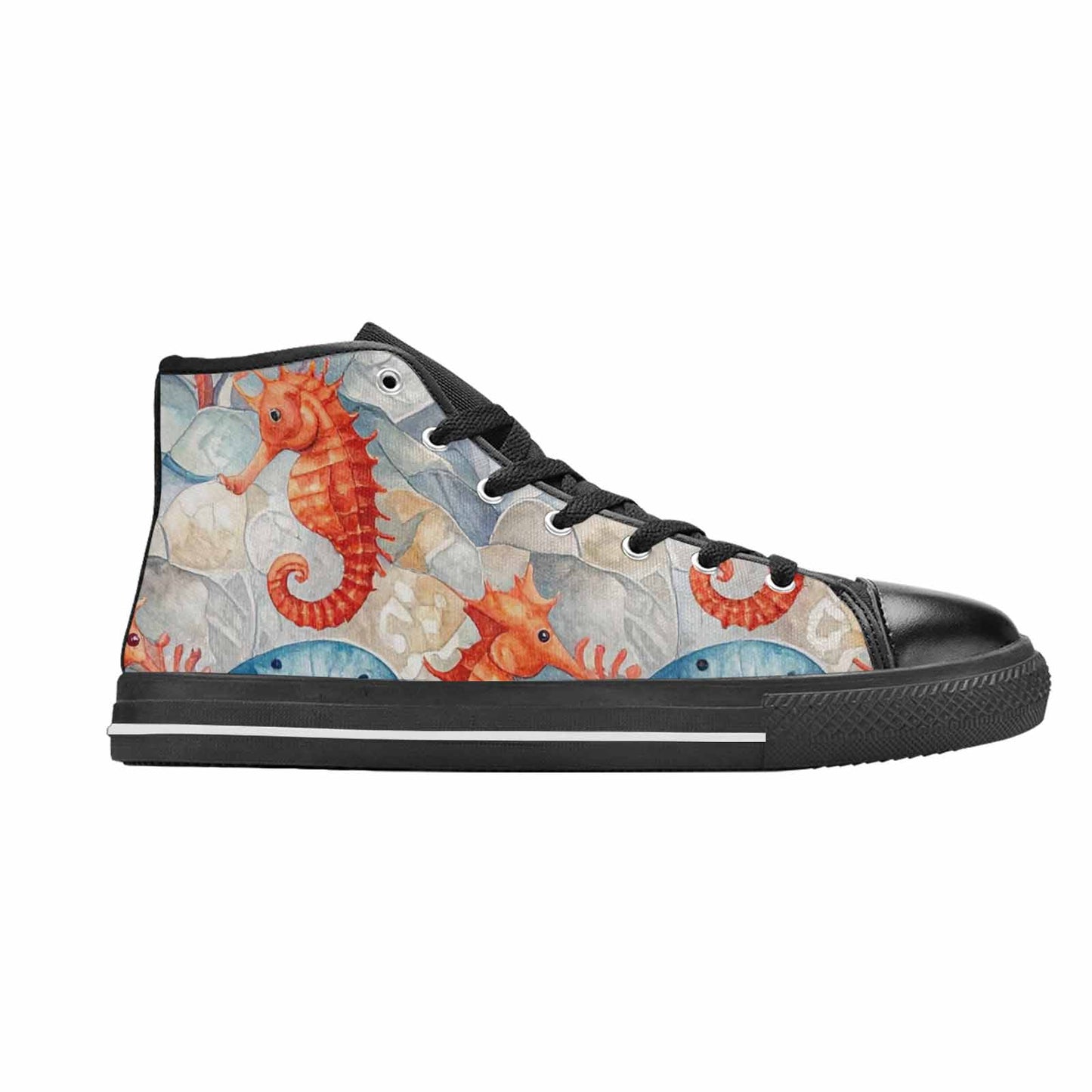 WOMEN'S Fish Scale Coral High Top Canvas Neon Fantasy Custom Shoes