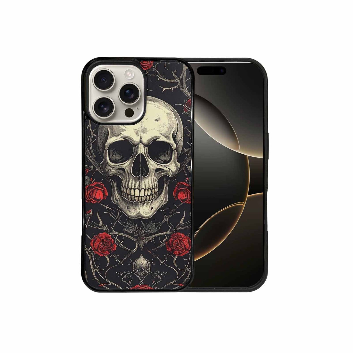 iPhone 16 Pro Max Case — Gothic Skulls Roses Custom, Custom Made Phone Cover