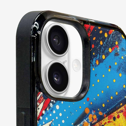 iPhone 16 Case — Comic Halftone Comic Bursts Pattern Hundreds, Original Design Phone Case