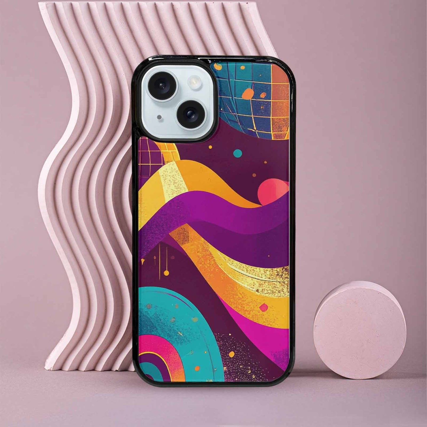 iPhone 15 Case — 1970s Disco Art Pattern, Custom Phone Case