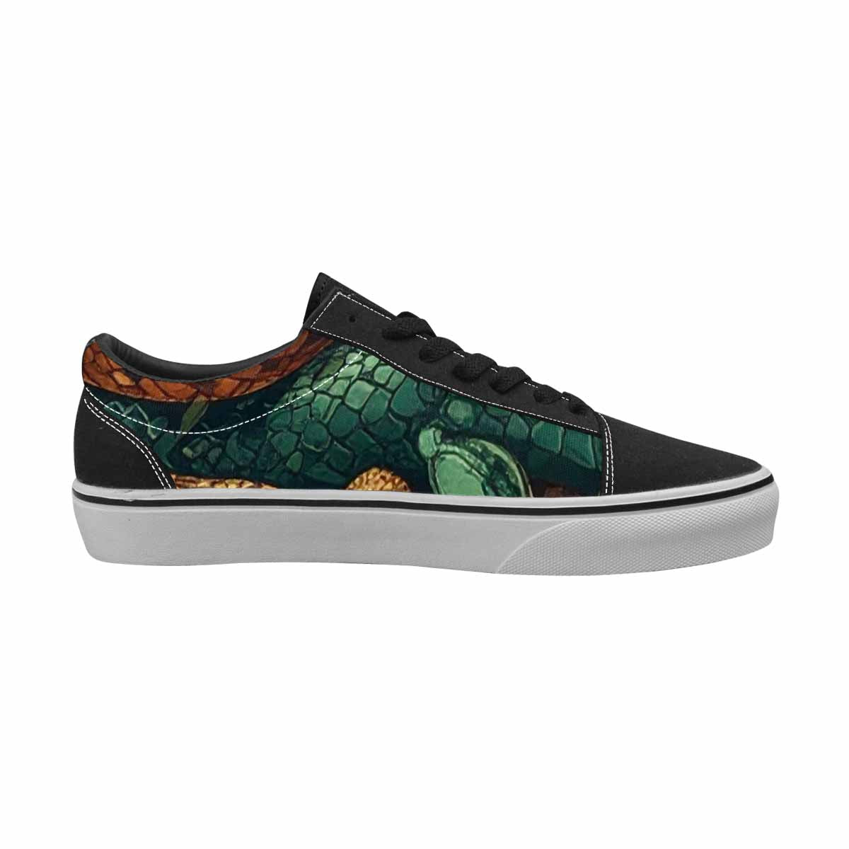 MEN'S Snake Skin Reptile Canvas Lace-Up Vibrant Chaos Custom Shoes