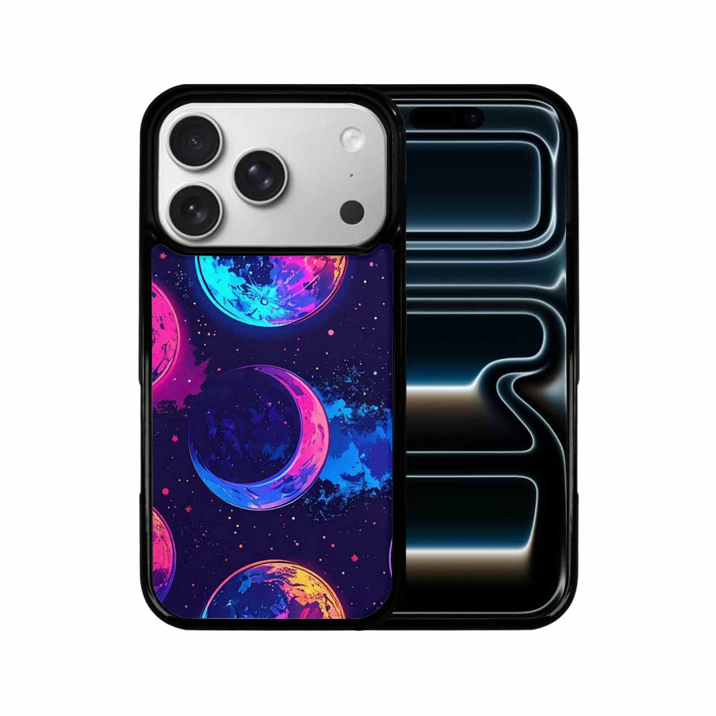 iPhone 17 Pro Case — Neon Winter Moon Seamless Cartoon Cute, Custom Art Phone Cover