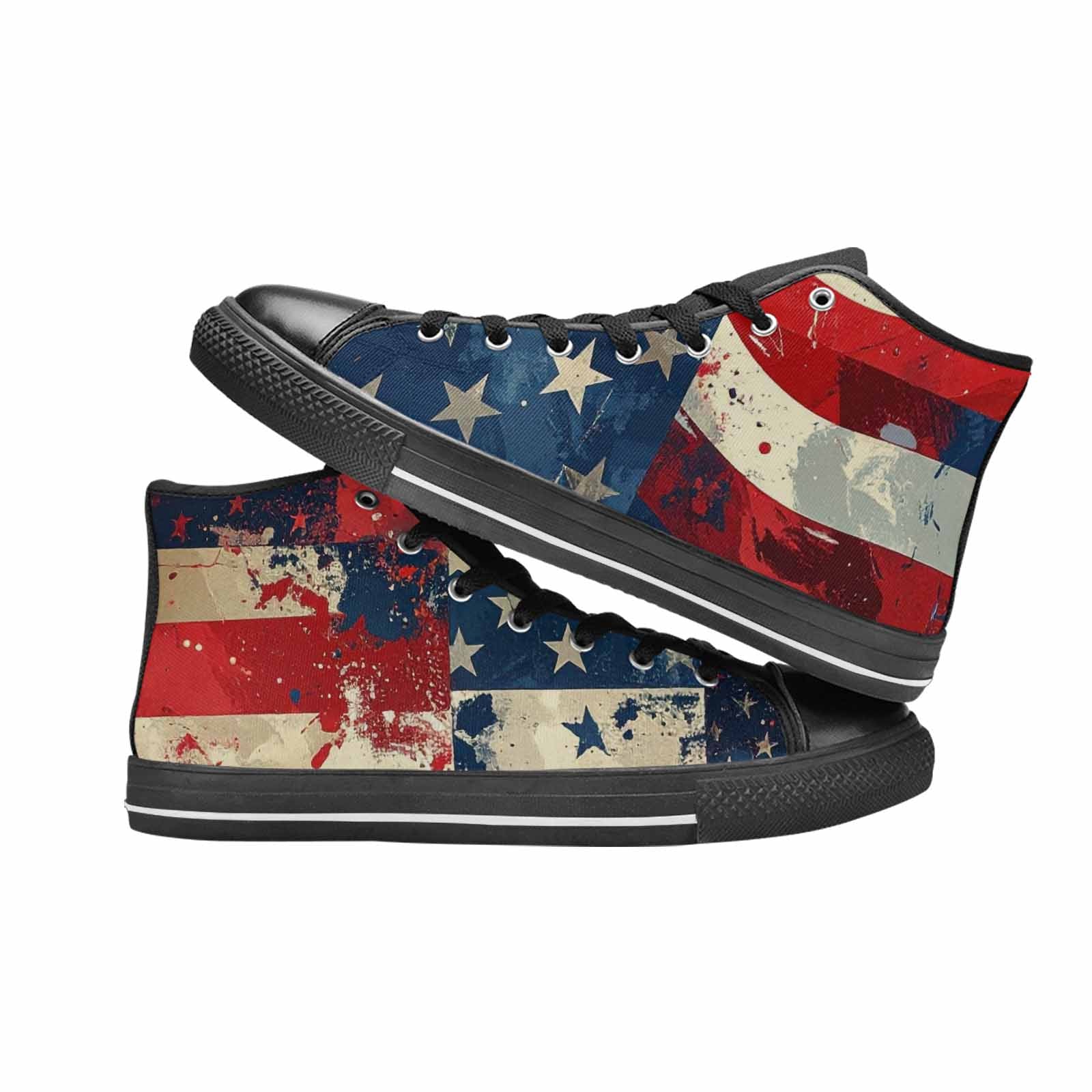 MEN'S American Flag Stars High Top Canvas Aesthetic Custom Sneakers