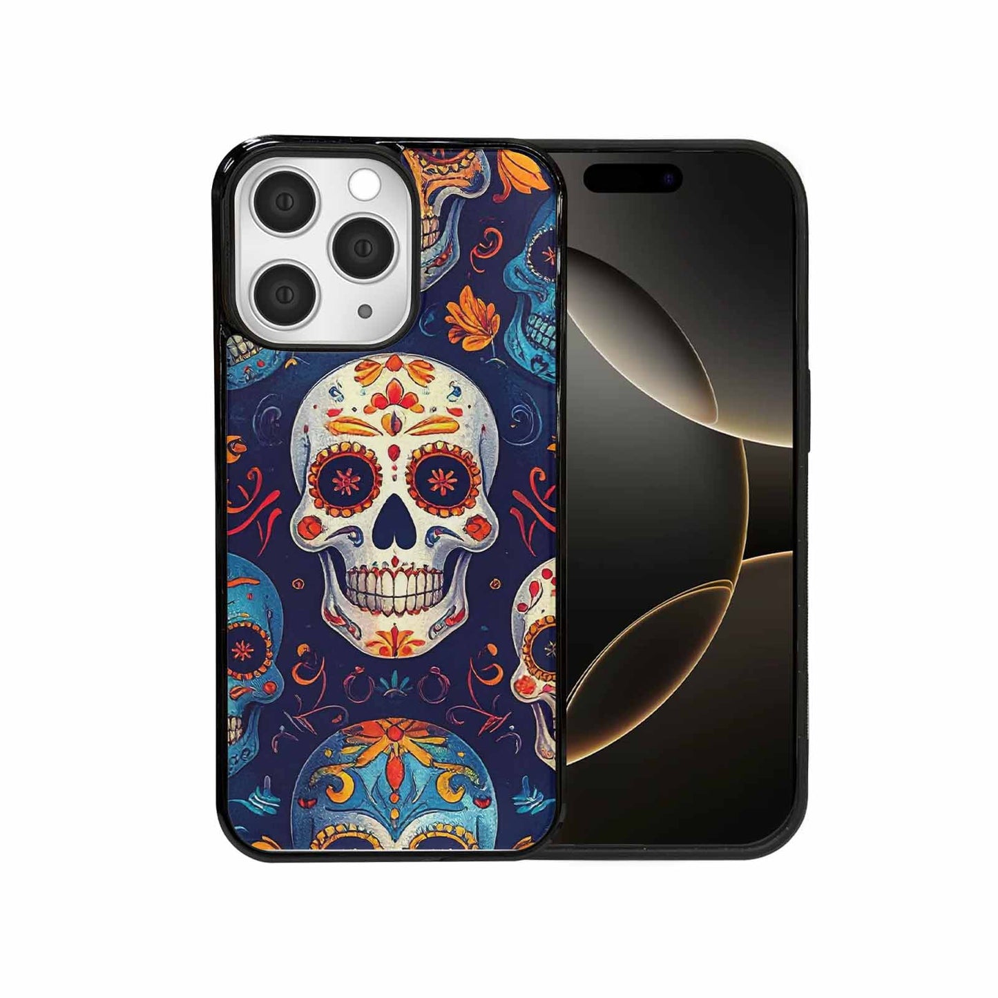 iPhone 15 Pro Max Case — Day Dead Sugar Skull Art 100s, Custom Art Phone Cover