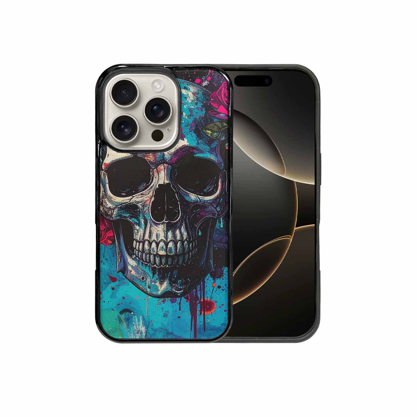 iPhone 16 Pro Case — Skulls Roses Acid Wash Custom, Custom Made Phone Cover