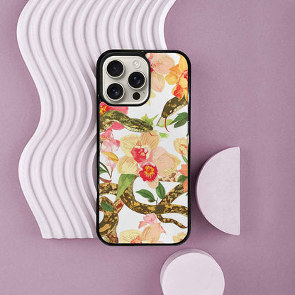 iPhone 16 Pro Max Case — Floral Snake Print, Custom Phone Case