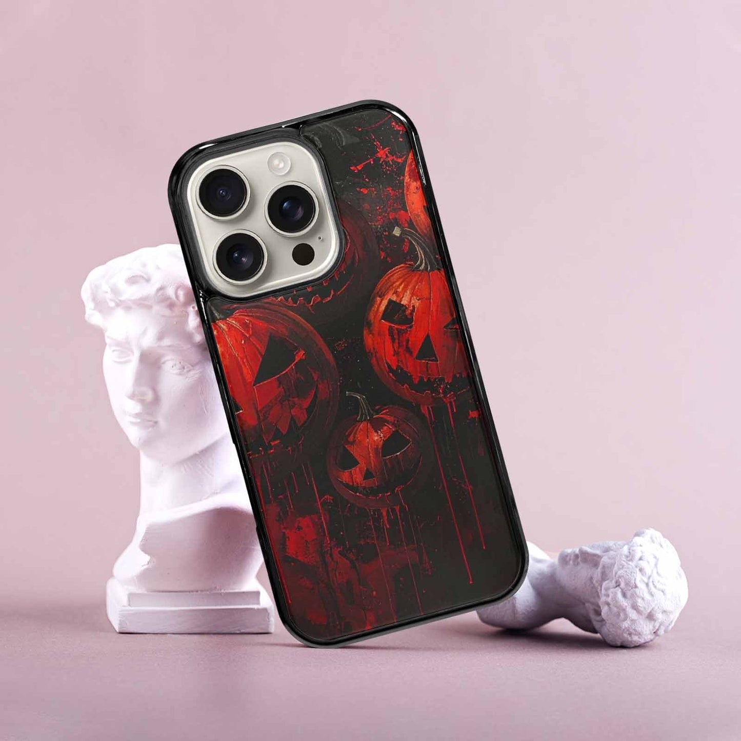 iPhone 16 Pro Case — Bloody Pumpkin Face, Custom Printed Phone Case