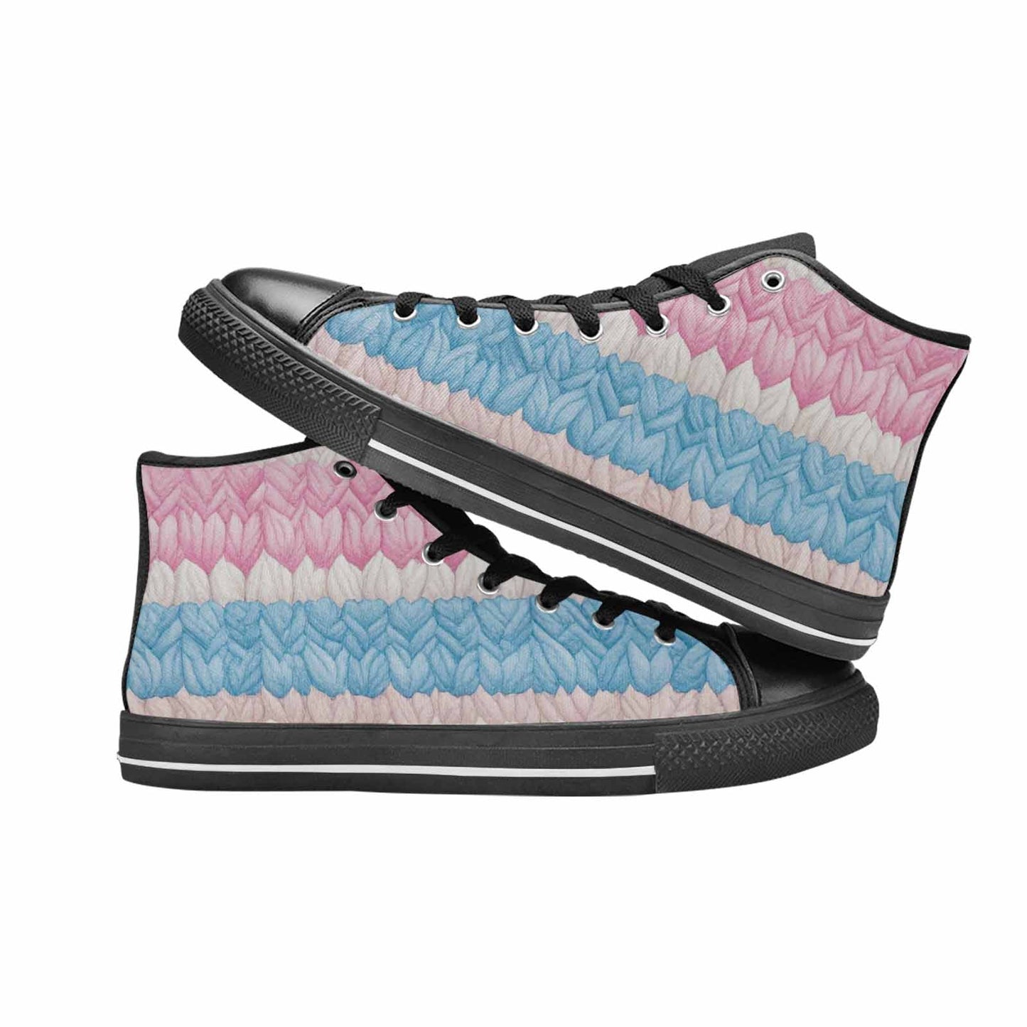 MEN'S Transgender Flag Color High Top Canvas Aesthetic Sneakers