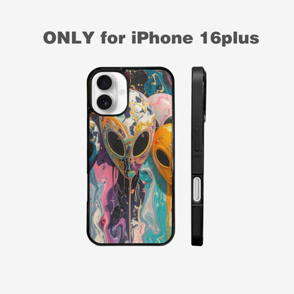iPhone 16 Plus Case — Aliens Marblealiens Pattern Dng Personalized Phone, Custom Print Case Cover