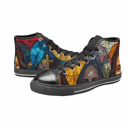 WOMEN'S Jesus Face Small High Top Canvas Cottagecore Sneakers