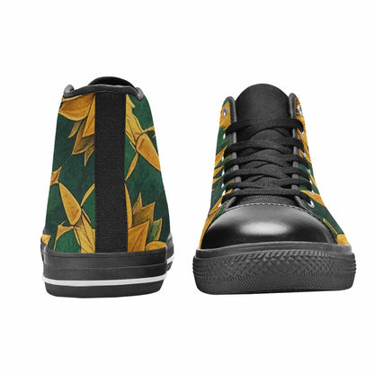 MEN'S Sunflower Mandala Kaleidoscope High Top Canvas Cottagecore Shoes