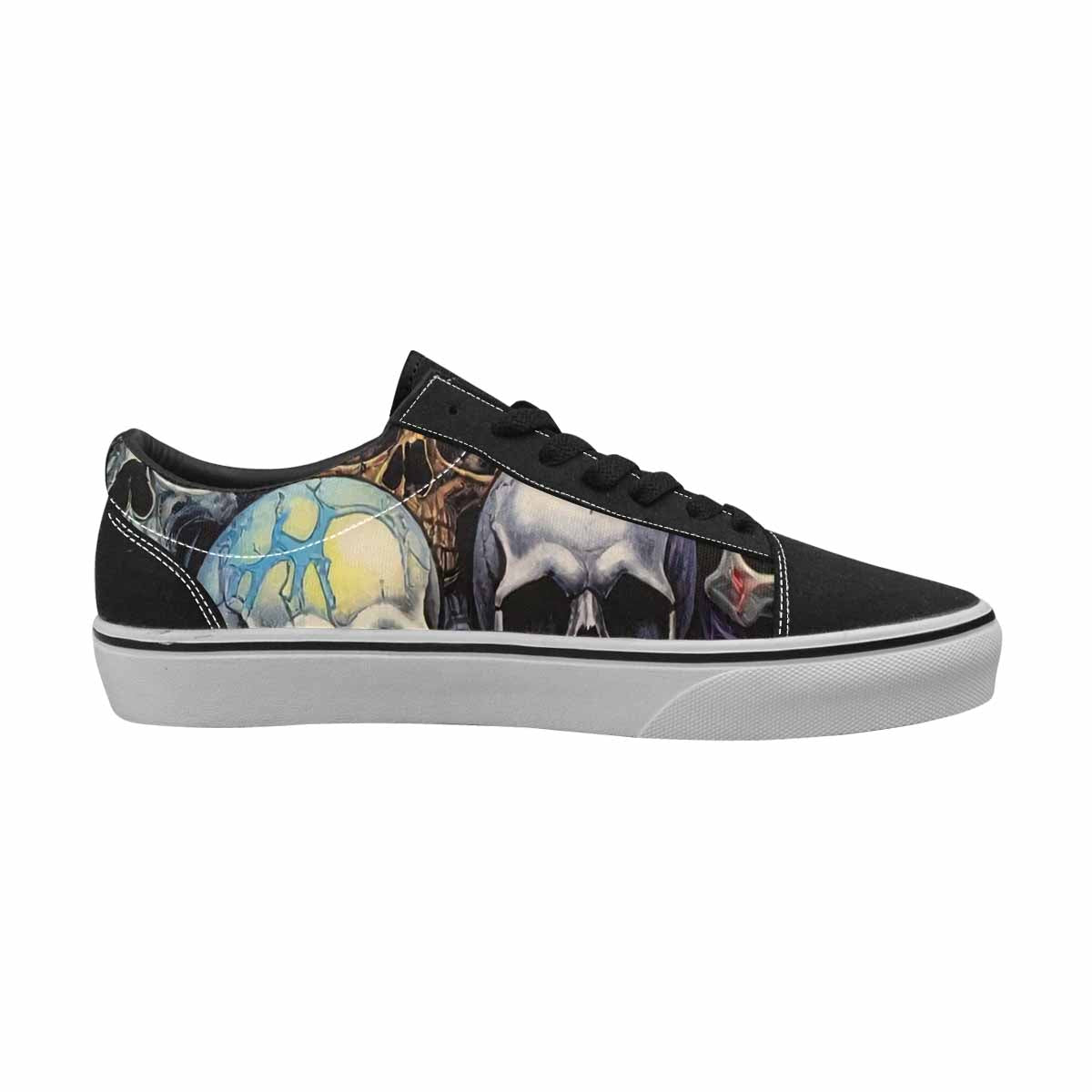 WOMEN'S Rainbow From Skull S Lace-Up Canvas Vibrant Chaos Custom Sneakers