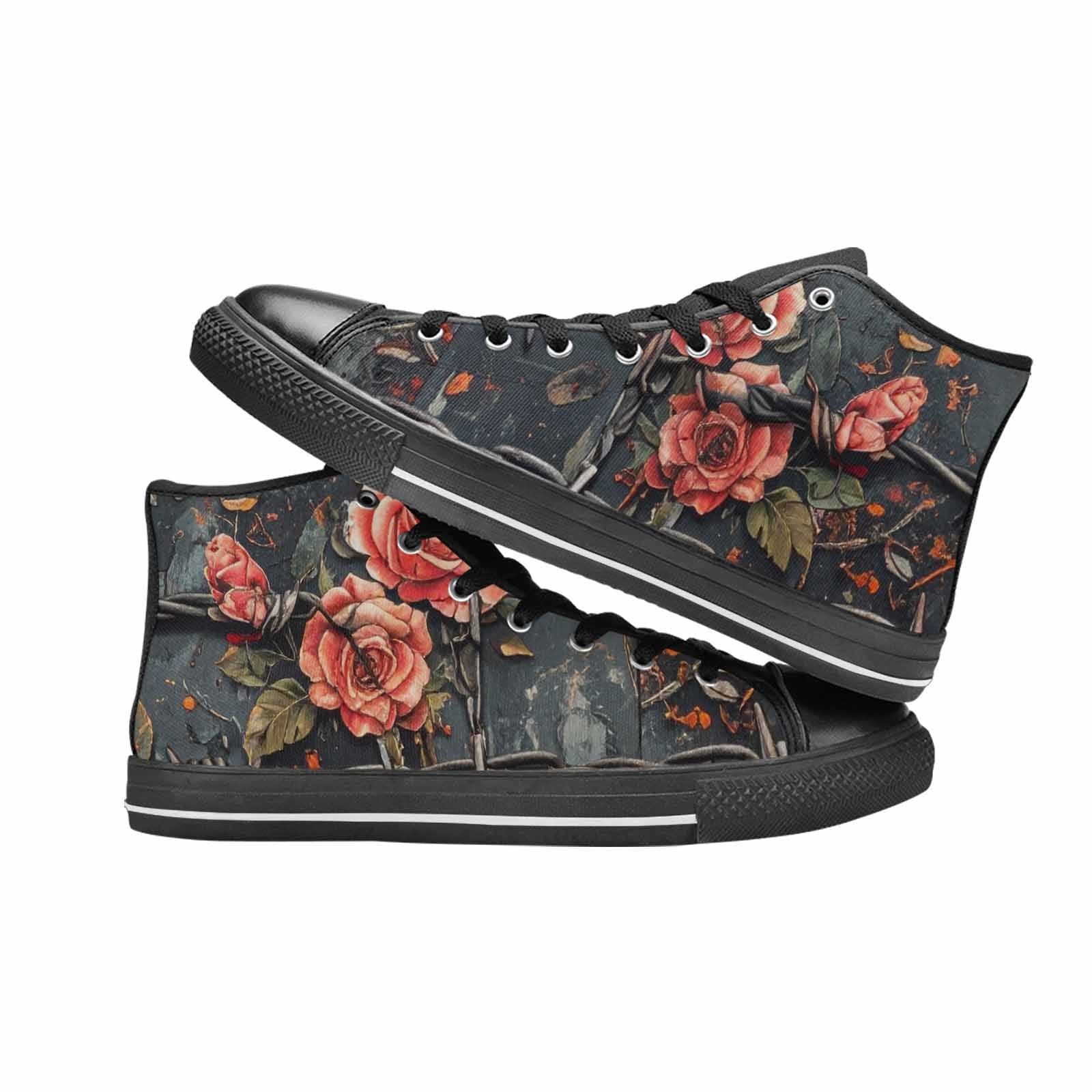 WOMEN'S Barbed Wire Chain High Top Canvas Vivid Custom Sneakers