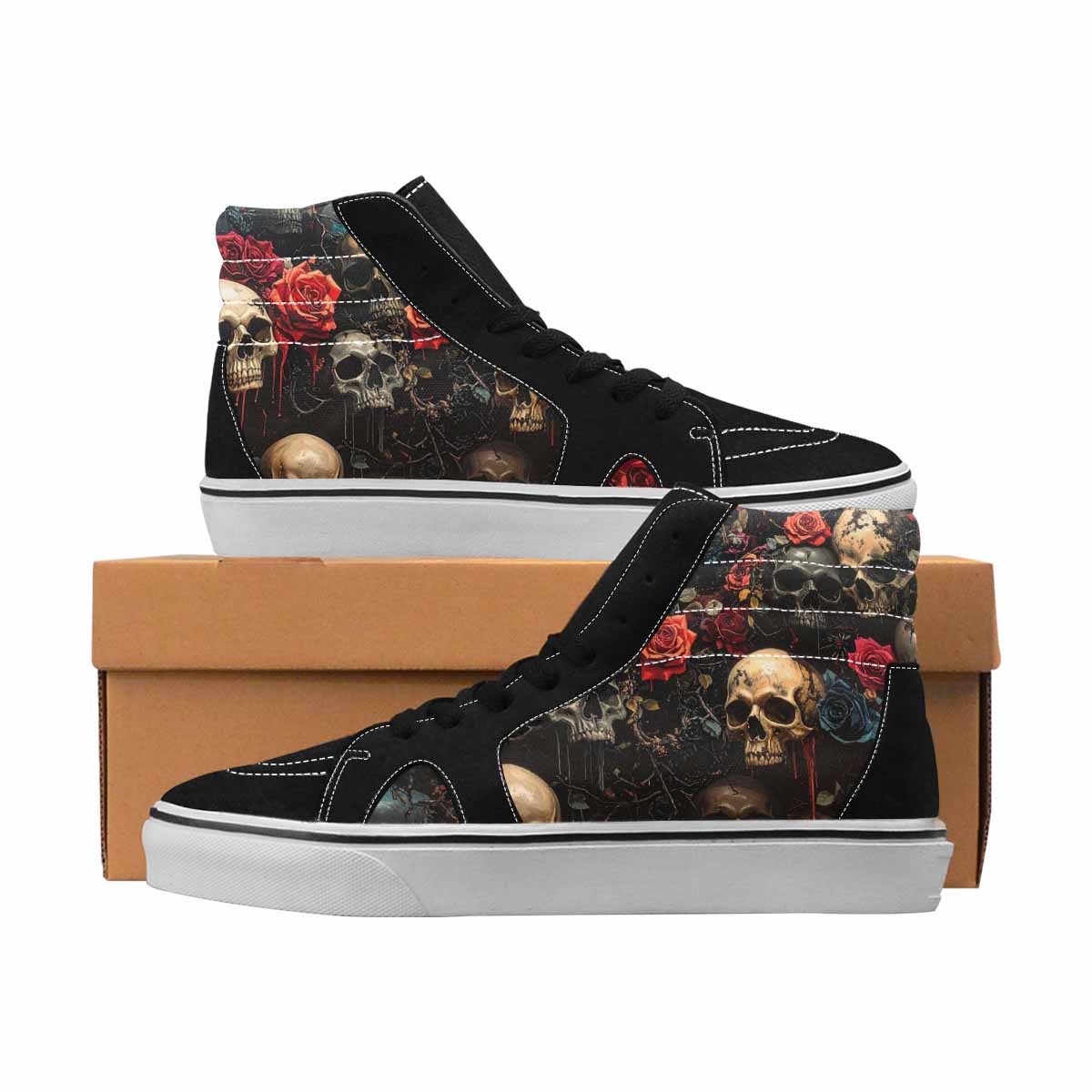 MEN'S Skulls High Top Canvas Unique Print Wallpaper Art Sneakers
