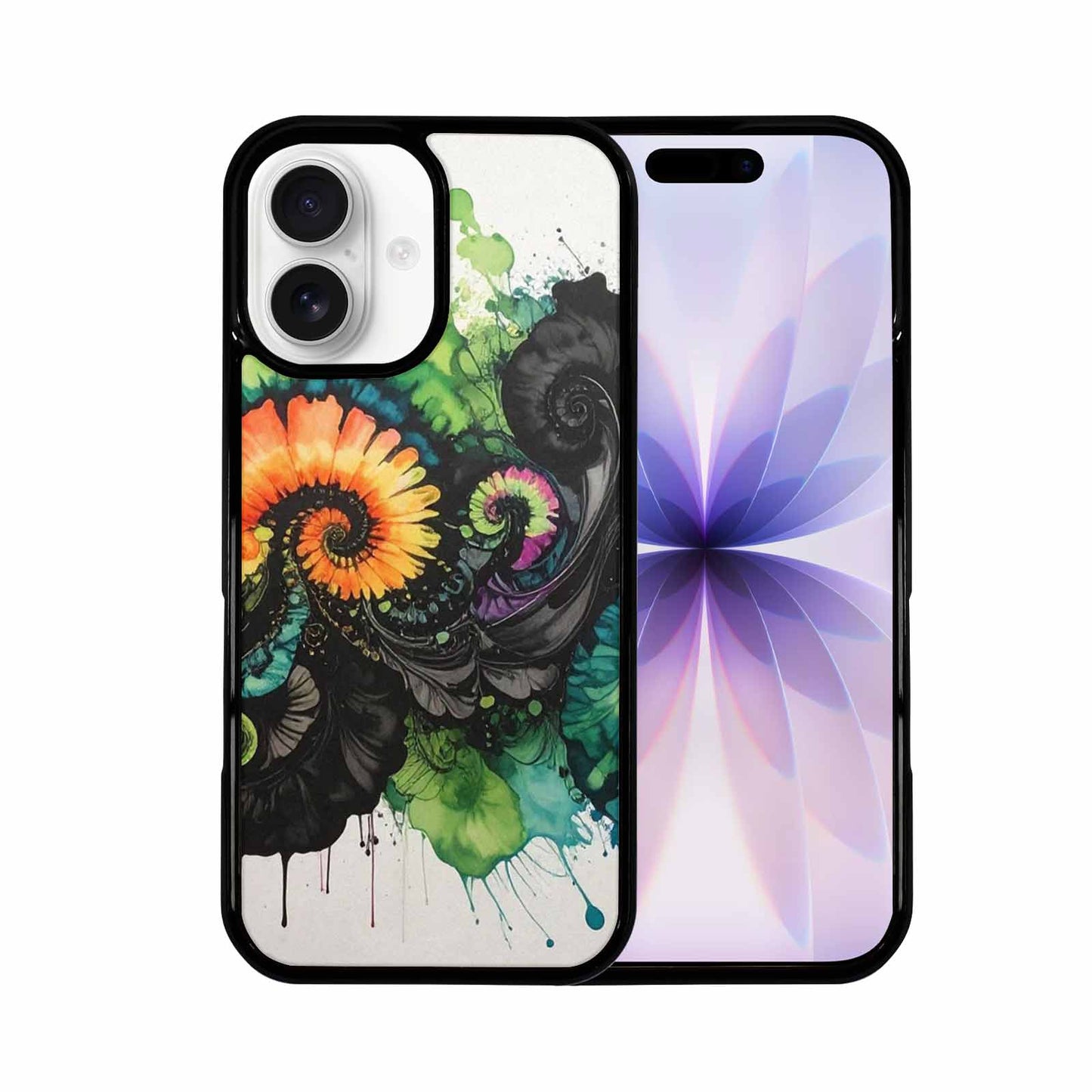 iPhone 17 Case — Black &amp; Green Ink Tie Dye, Custom Designed Case Cover