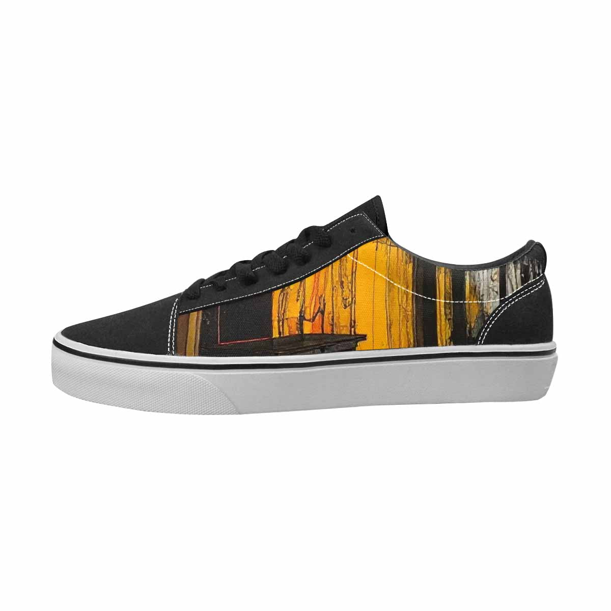 MEN'S Liminal Black & Red Ink Canvas Personalized Surreal Original Art Sneakers