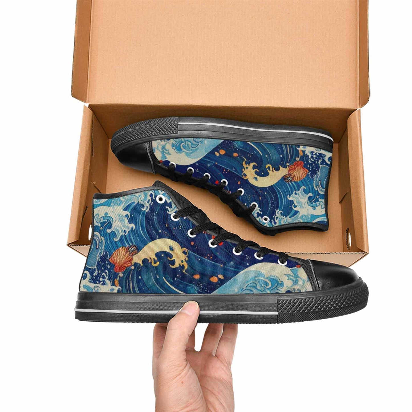 MEN'S Ocean Wave High Top Canvas Cottagecore Shoes