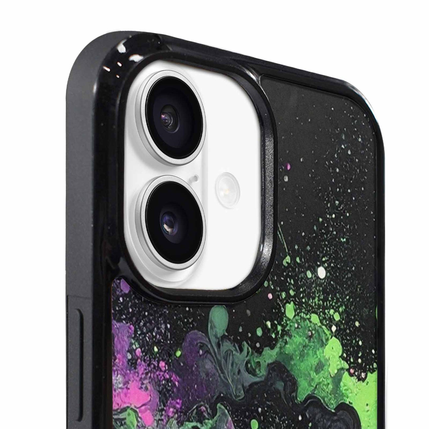 iPhone 17 Case — Black &amp; Green Ink Galaxy Space, Customized Protective Case