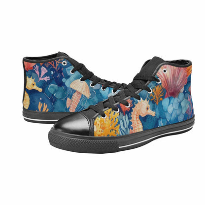 WOMEN'S Fish Scale Coral High Top Canvas Neon Fantasy Shoes