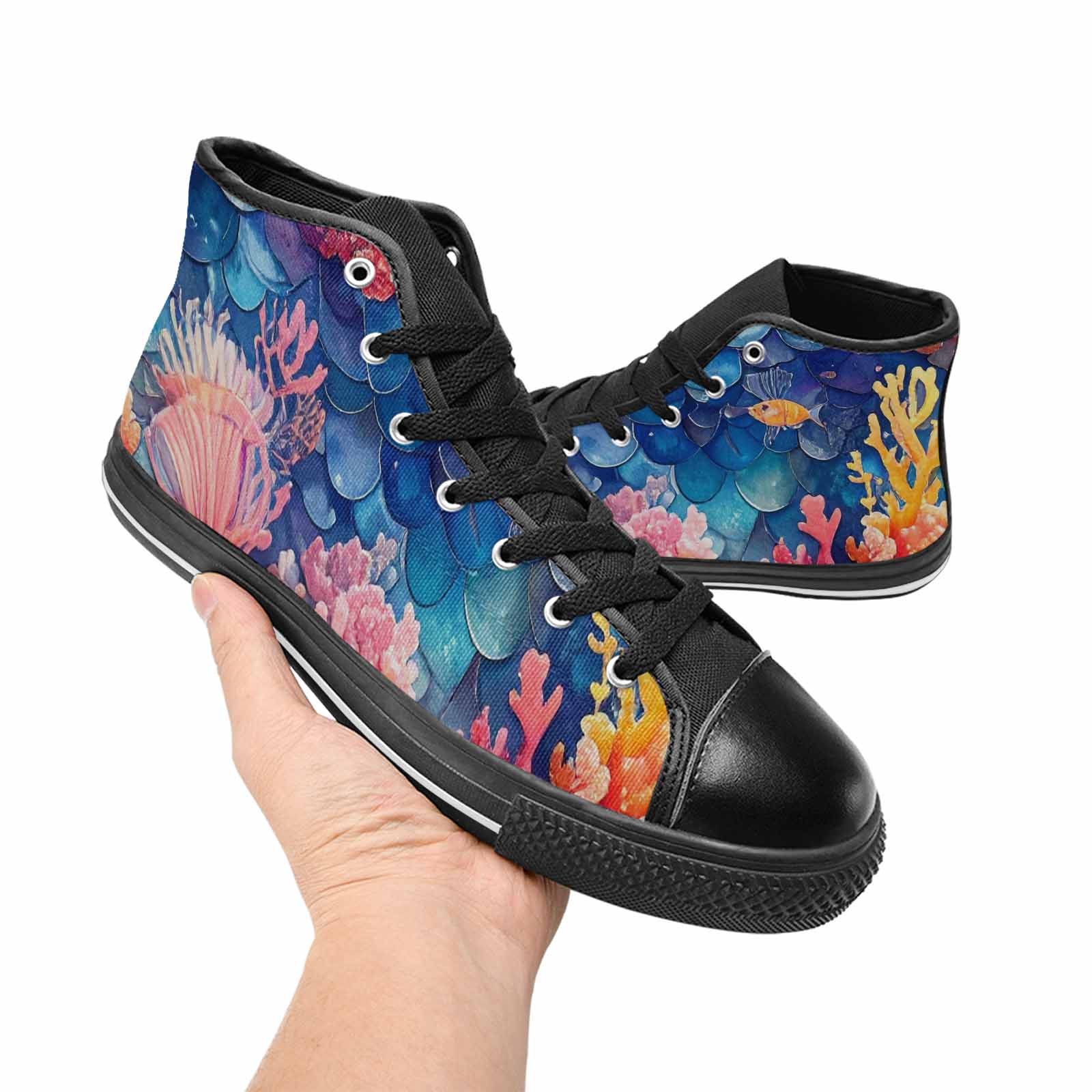 MEN'S Fish Scale Coral High Top Canvas Y2K Sneakers