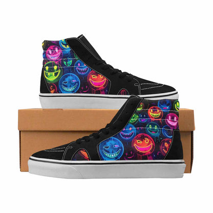 MEN'S Smiley Face High Top Canvas Original Design Aesthetic Custom Print Sneakers
