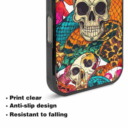 iPhone 16 Pro Max Case — Snake Print Skull, Custom Made Phone Cover