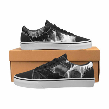 WOMEN'S Tie Dye Acid Wash Black White Canvas Lace-Up Vivid Custom Shoes