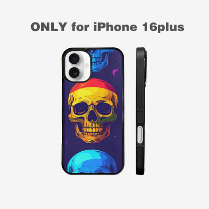 iPhone 16 Plus Case — Pride Flag Skulls Seamless Pattern Vibrant, Custom Print Case Cover