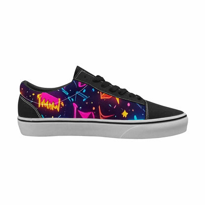 WOMEN'S 80s Retro Motif Lace-Up Canvas Melting Art Custom Sneakers