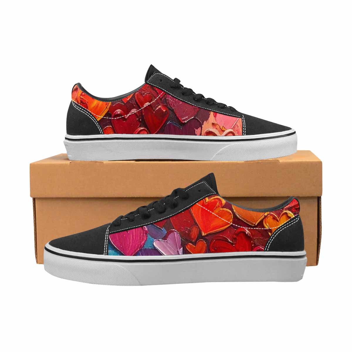 WOMEN'S Heart Burst Lace-Up Canvas Dark Academia Custom Sneakers