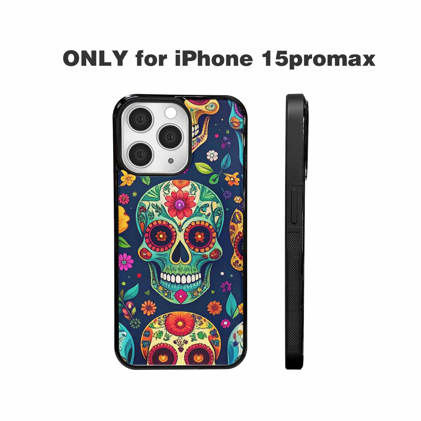 iPhone 15 Pro Max Case — Rainbow Sugar Skull Weave, Custom Designed Case Cover