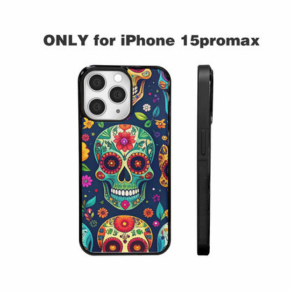iPhone 15 Pro Max Case — Rainbow Sugar Skull Weave, Custom Designed Case Cover
