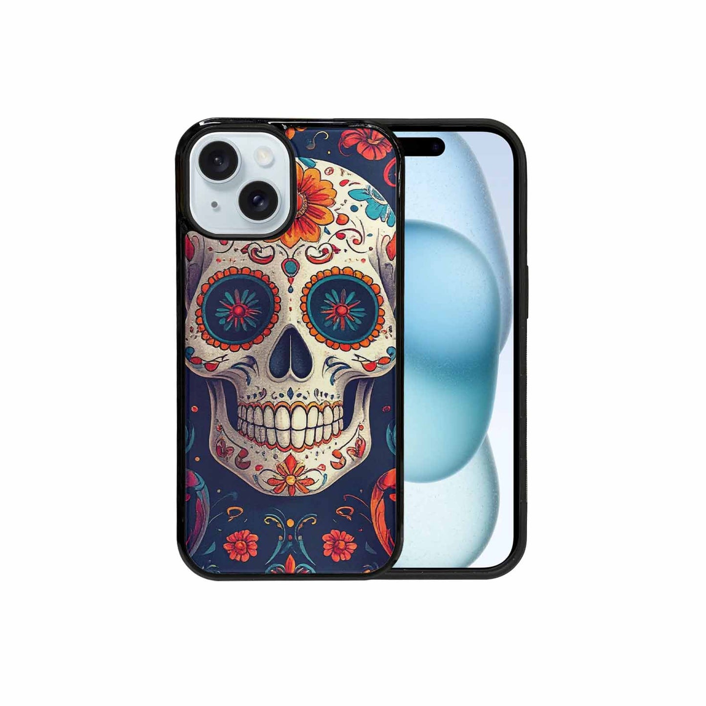iPhone 15 Case — Day Dead Sugar Skull Art 100s, Unique Phone Case Design