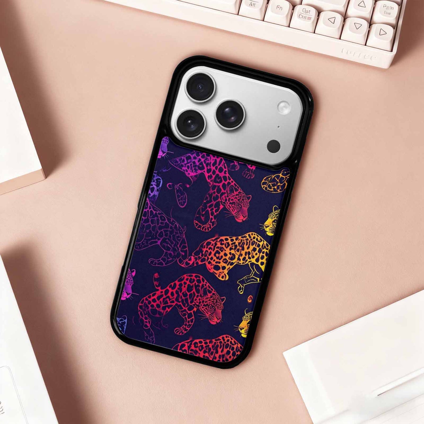 iPhone 17 Pro Case — Leopard Print Neon Seamless Pattern Animal, Personalized Phone Case