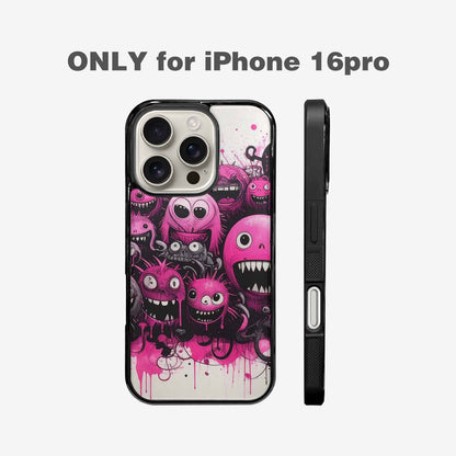 iPhone 16 Pro Case — Monsters General Black Pink Ink Cartoon, Original Design Phone Case