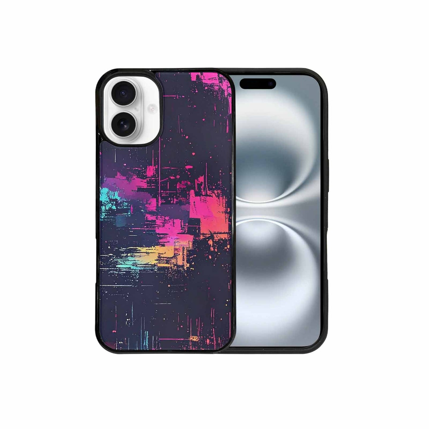 iPhone 16 Plus Case — Glitch Dark Art Seamless Pattern Vibrant, Personalized Phone Case