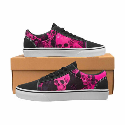 WOMEN'S Skeletons  Neon Pink Lace-Up Canvas Vivid Sneakers