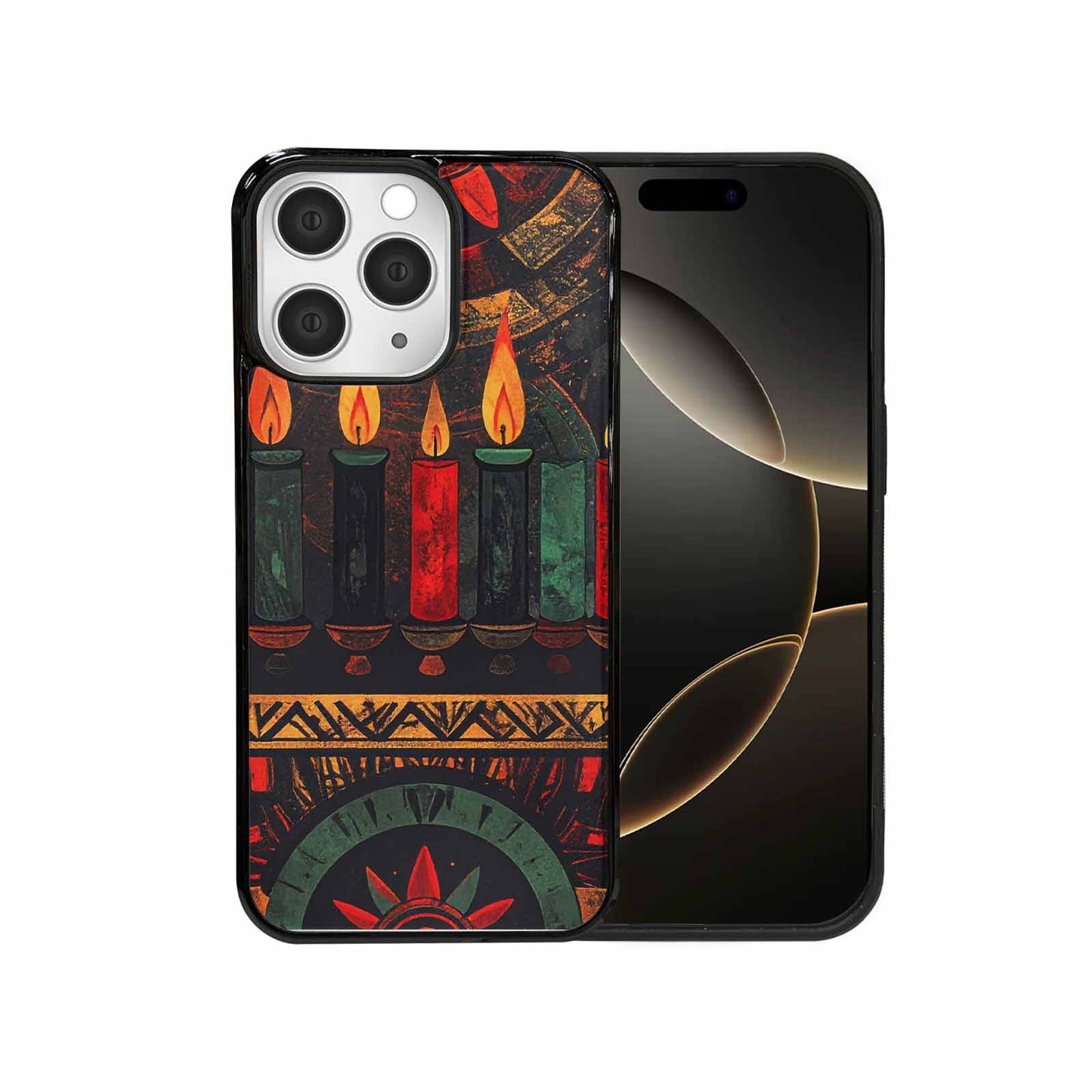 iPhone 15 Pro Max Case — Kwanzaa Kinara Pattern Seamless Repeat African, Unique Phone Case Design