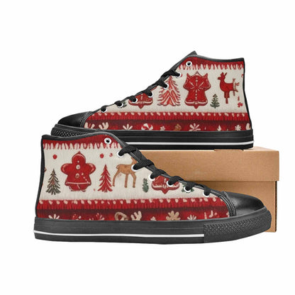 WOMEN'S Christmas Holly Snowflake High Top Canvas Cottagecore Custom Shoes