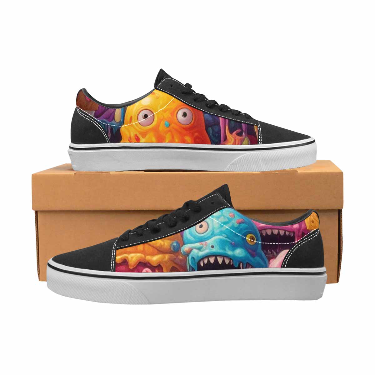 WOMEN'S Melting Ice Cream Monster Lace-Up Canvas Grunge Shoes
