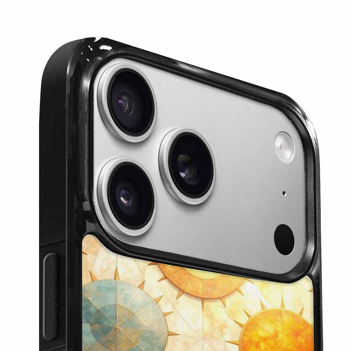 iPhone 17 Pro Case — Distressed Marble Sun Disc Original Art, Custom Printed Phone Case