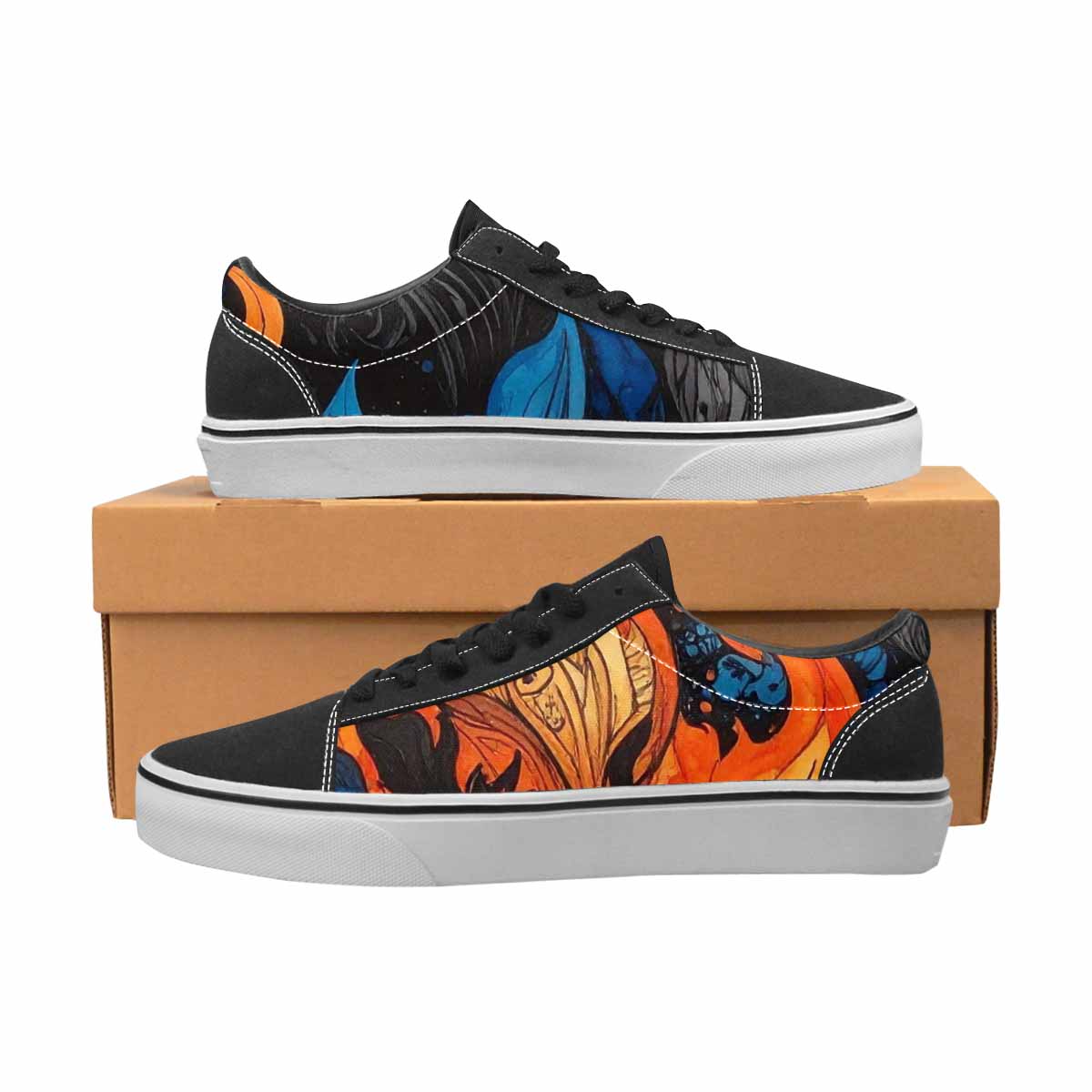 WOMEN'S Flame Burst Lace-Up Canvas Vivid Custom Sneakers