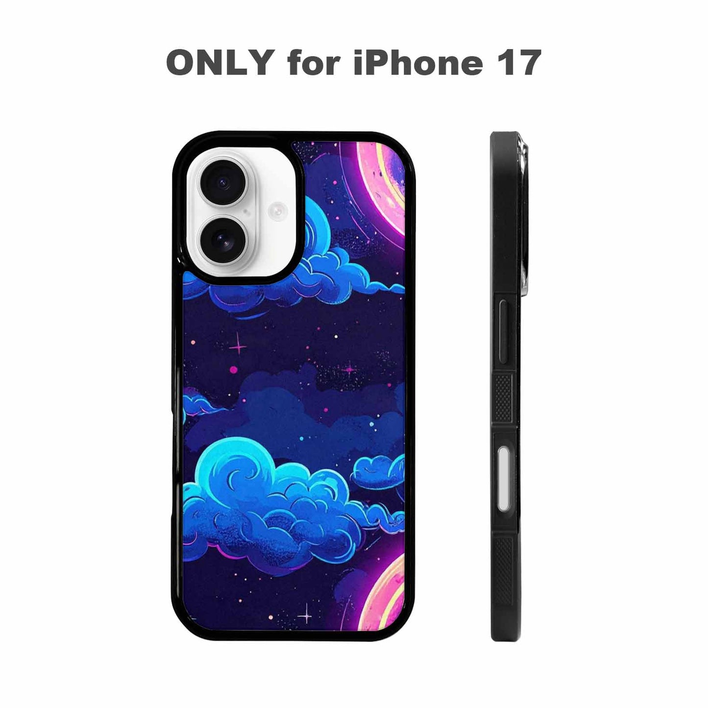 iPhone 17 Case — Neon Winter Moon Cartoon Cute, Custom Print Case Cover