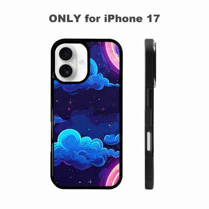 iPhone 17 Case — Neon Winter Moon Cartoon Cute, Custom Print Case Cover