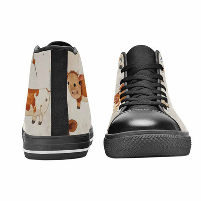 MEN'S Cow Animal Print High Top Canvas Neon Fantasy Sneakers