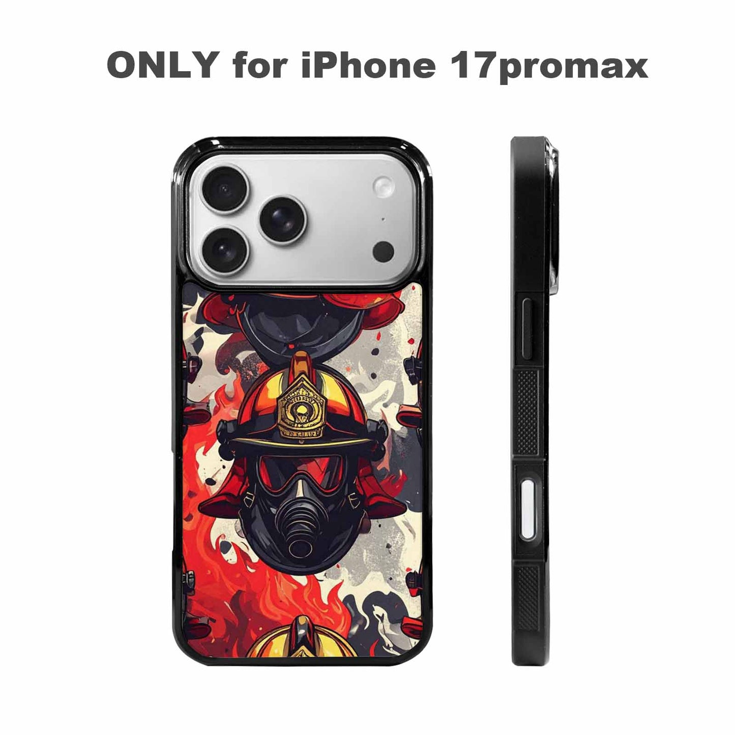 iPhone 17 Pro Max Case — Firefighter Pattern, Flames Axes Original Art, Customized Protective Case