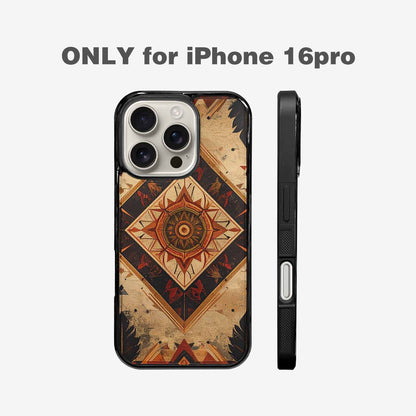 iPhone 16 Pro Case — Native American Geometric Pattern Arrows Feathers, Unique Phone Case Design
