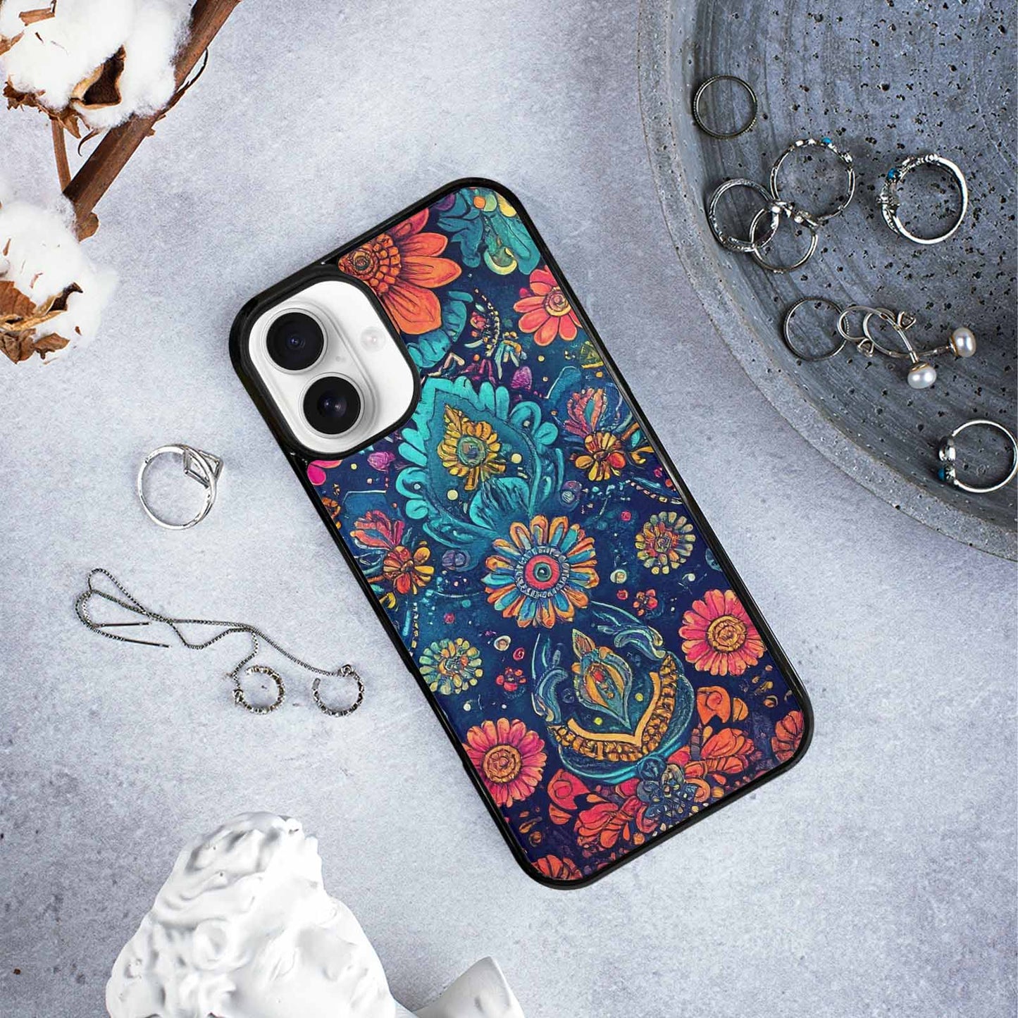 iPhone 16 Plus Case — Paisley Mandala, Custom Printed Phone Case
